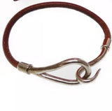 Hermes Jumbo Hook Bracelet in Brown and Silver-Jewelry, Watches, & Sunglasses-Hermes-Brown/Silver-JustGorgeousStudio.com