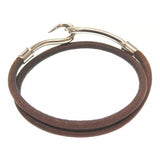 Hermes Jumbo Hook Choker Necklace-Wrap Bracelet-Jewelry, Watches, & Sunglasses-Hermes-Brown/Silver-JustGorgeousStudio.com
