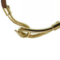 Hermes Jumbo Hook Gold and Leather Bracelet in Brown and Gold-Jewelry, Watches, & Sunglasses-Hermes-Brown/Gold-JustGorgeousStudio.com