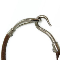 Hermes Jumbo Hook Silver and Leather Bracelet-Jewelry, Watches, & Sunglasses-Hermes-Brown/Silver-JustGorgeousStudio.com
