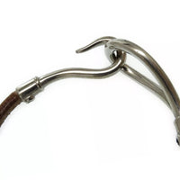 Hermes Jumbo Hook Silver and Leather Bracelet-Jewelry, Watches, & Sunglasses-Hermes-Brown/Silver-JustGorgeousStudio.com