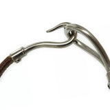 Hermes Jumbo Hook Silver and Leather Bracelet-Jewelry, Watches, & Sunglasses-Hermes-Brown/Silver-JustGorgeousStudio.com