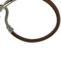 Hermes Jumbo Hook Silver and Leather Bracelet-Jewelry, Watches, & Sunglasses-Hermes-Brown/Silver-JustGorgeousStudio.com