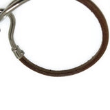 Hermes Jumbo Hook Silver and Leather Bracelet-Jewelry, Watches, & Sunglasses-Hermes-Brown/Silver-JustGorgeousStudio.com