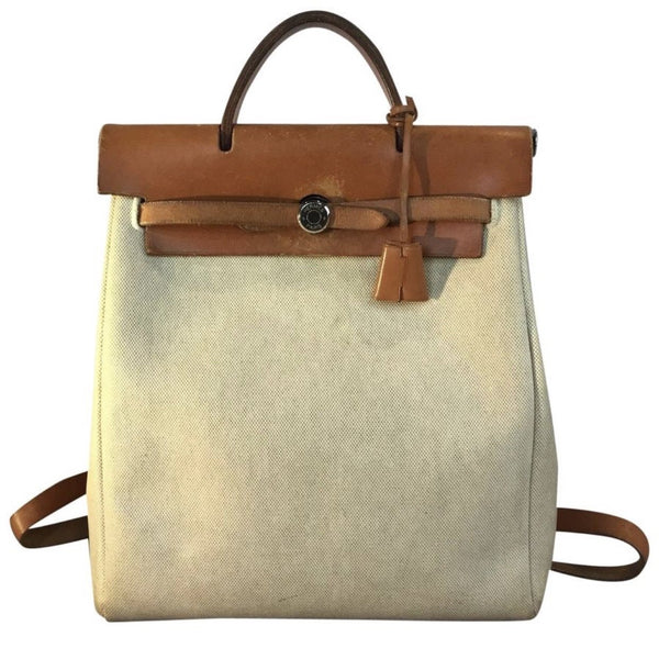 Hermes Toile Herbag Backpack-Bags-Hermes-Tan-JustGorgeousStudio.com