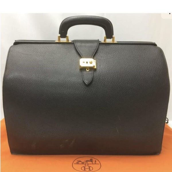 Hermes Vintage Doctor Bag-Bags-Hermes-Black/Gold-JustGorgeousStudio.com