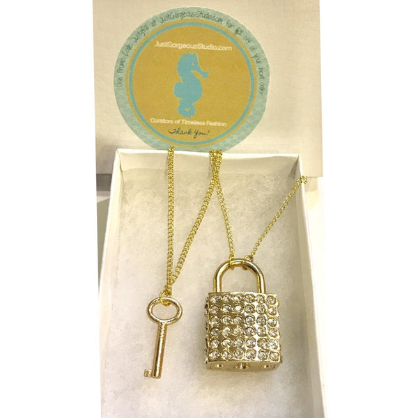 Louis Vuitton 14K gold plated Necklace Chain Pendant Lock Key Logo