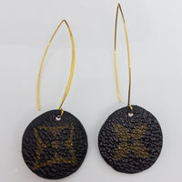 Louis Vuitton Canvas Handmade Earrings-Custom Made-Just Gorgeous Studio-Brown/Gold-JustGorgeousStudio.com