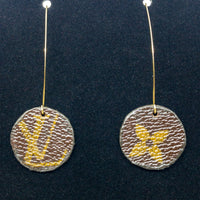 Louis Vuitton Canvas Handmade Earrings-Custom Made-Just Gorgeous Studio-Brown/Gold-JustGorgeousStudio.com