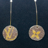 Louis Vuitton Canvas Handmade Earrings-Custom Made-Just Gorgeous Studio-Brown/Gold-JustGorgeousStudio.com