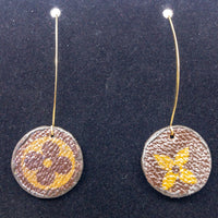Louis Vuitton Canvas Handmade Earrings-Custom Made-Just Gorgeous Studio-Brown/Gold-JustGorgeousStudio.com