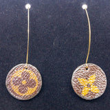 Louis Vuitton Canvas Handmade Earrings-Custom Made-Just Gorgeous Studio-Brown/Gold-JustGorgeousStudio.com