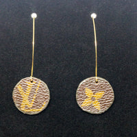 Louis Vuitton Canvas Handmade Earrings-Custom Made-Just Gorgeous Studio-Brown/Gold-JustGorgeousStudio.com