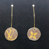 Louis Vuitton Canvas Handmade Earrings-Custom Made-Just Gorgeous Studio-Brown/Gold-JustGorgeousStudio.com
