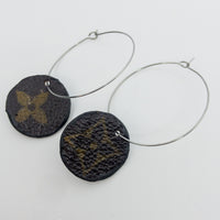 Louis Vuitton Canvas Handmade Earrings-Custom Made-Just Gorgeous Studio-Brown/Silver-JustGorgeousStudio.com
