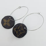 Louis Vuitton Canvas Handmade Earrings-Custom Made-Just Gorgeous Studio-Brown/Silver-JustGorgeousStudio.com