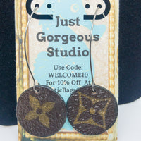 Louis Vuitton Canvas Handmade Earrings-Custom Made-Just Gorgeous Studio-Brown/Silver-JustGorgeousStudio.com