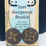 Louis Vuitton Canvas Handmade Earrings-Custom Made-Just Gorgeous Studio-Brown/Silver-JustGorgeousStudio.com