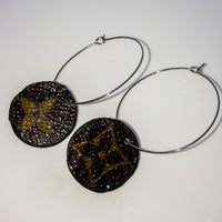 Louis Vuitton Canvas Handmade Earrings-Custom Made-Just Gorgeous Studio-Brown/Silver-JustGorgeousStudio.com