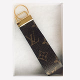 Louis Vuitton Canvas Keychain Wrist Strap-Custom Made-Just Gorgeous Studio-Brown/Gold-JustGorgeousStudio.com
