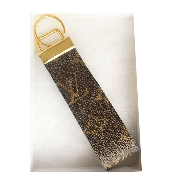 Louis Vuitton Canvas Keychain Wrist Strap-Custom Made-Just Gorgeous Studio-Brown/Gold-JustGorgeousStudio.com