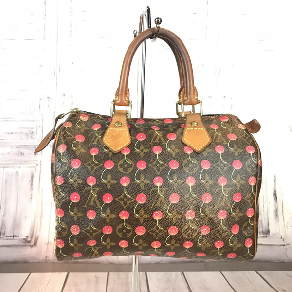 Louis Vuitton Monogram LV SPEEDY 25 Handbag Browns Canvas Bag - GOOD