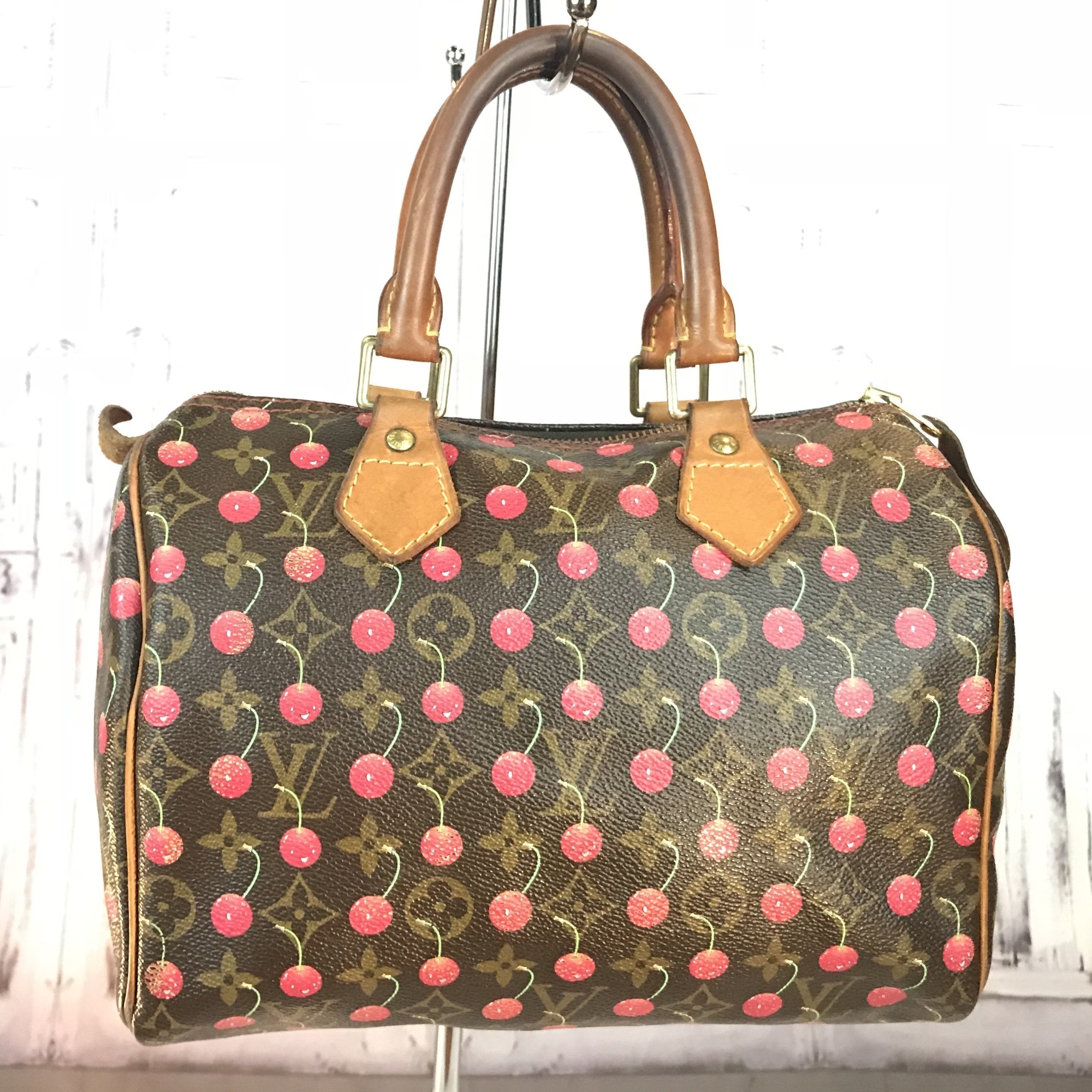 Louis Vuitton Brown And Red Monogram Cerises Coated Canvas Speedy