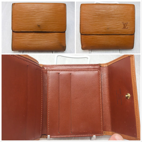 Navy Blue Epi leather wallet, Calf leather bifold wallet WL276