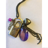 Louis Vuitton Lock & Key Charm Necklace-Lock & Key, Key Holders, Luggage Tags-Louis Vuitton-Antique brass-JustGorgeousStudio.com
