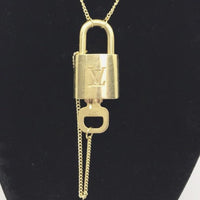 Louis Vuitton Lock Set On Necklace-Jewelry, Watches, & Sunglasses-Louis Vuitton-Brass/Gold-JustGorgeousStudio.com