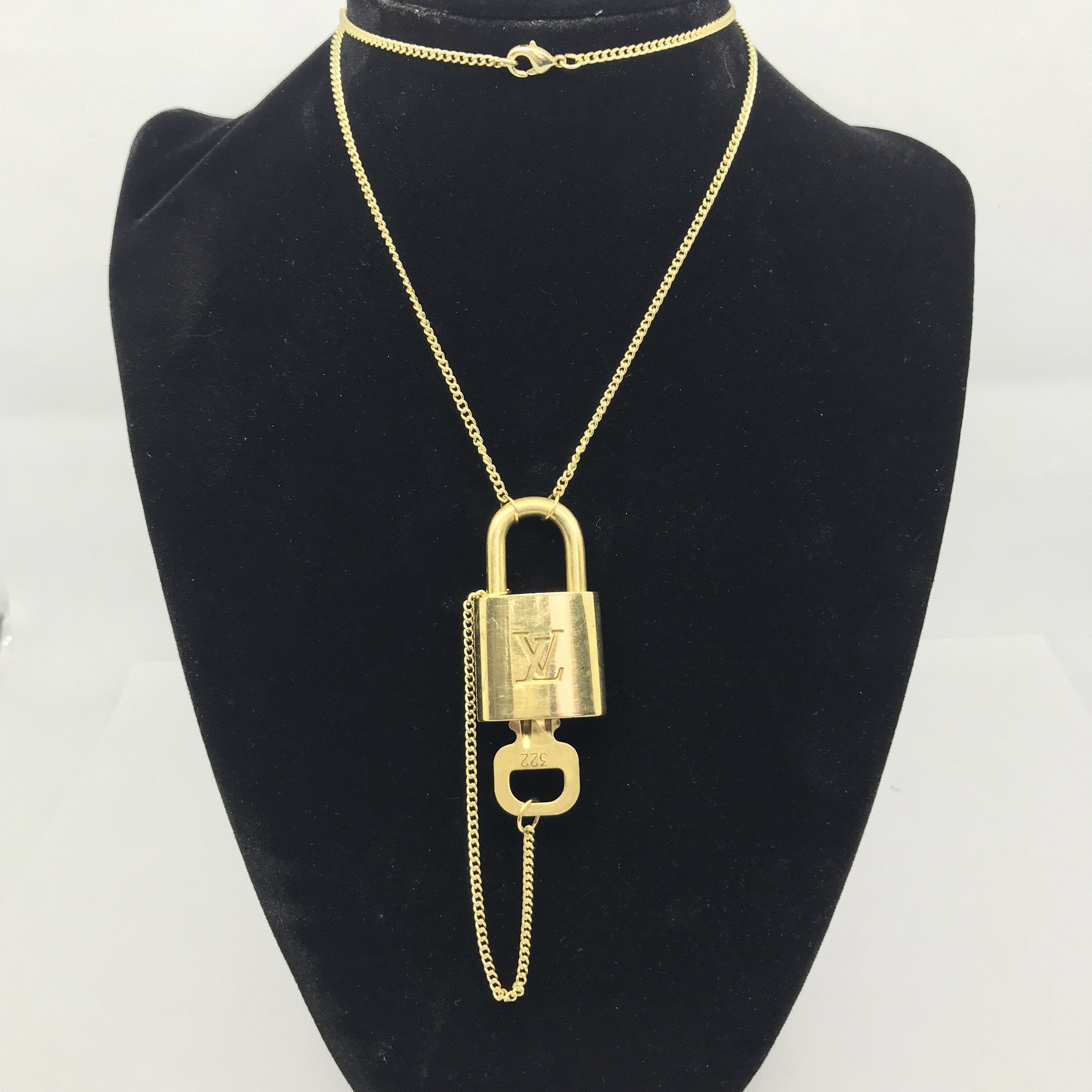 Louis Vuitton, Jewelry, Louis Vuitton Brass Lock Key Set W8k Gold Plated  Paperclip Necklaces
