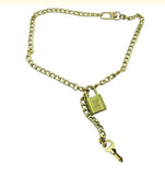 Louis Vuitton Lock Set On Necklace-Lock & Key, Key Holders, Luggage Tags-Louis Vuitton-Current Design (photos 1 & 2)-Brass/Gold Tone-JustGorgeousStudio.com