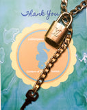 Louis Vuitton Lock Set On Necklace-Lock & Key, Key Holders, Luggage Tags-Louis Vuitton-Current Design (photos 1 & 2)-Brass/Gold Tone-JustGorgeousStudio.com