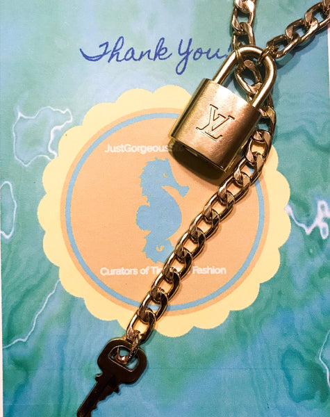 Louis Vuitton Authentic Brass Padlock Necklace