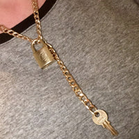 Louis Vuitton Lock Set On Necklace-Lock & Key, Key Holders, Luggage Tags-Louis Vuitton-Current Design (photos 1 & 2)-Brass/Gold Tone-JustGorgeousStudio.com