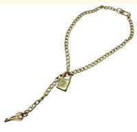 Louis Vuitton Lock Set On Necklace-Lock & Key, Key Holders, Luggage Tags-Louis Vuitton-Vintage Design (photos 3 & 4)-Brass/Gold Tone-JustGorgeousStudio.com