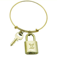 Louis Vuitton Lock and Key Charm Bracelet-Lock & Key, Key Holders, Luggage Tags-Just Gorgeous Studio-Brass/Gold Tone Bracelet-JustGorgeousStudio.com