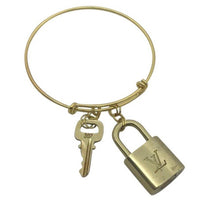 Louis Vuitton Lock and Key Charm Bracelet-Lock & Key, Key Holders, Luggage Tags-Just Gorgeous Studio-Brass/Gold Tone Bracelet-JustGorgeousStudio.com