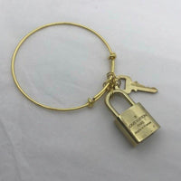 Louis Vuitton Lock and Key Charm Bracelet-Lock & Key, Key Holders, Luggage Tags-Just Gorgeous Studio-Brass/Gold Tone Bracelet-JustGorgeousStudio.com