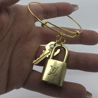 Louis Vuitton Lock and Key Charm Bracelet-Lock & Key, Key Holders, Luggage Tags-Just Gorgeous Studio-Brass/Gold Tone Bracelet-JustGorgeousStudio.com