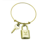 Louis Vuitton Lock and Key Charm Bracelet-Lock & Key, Key Holders, Luggage Tags-Just Gorgeous Studio-Brass/Gold Tone Bracelet-JustGorgeousStudio.com