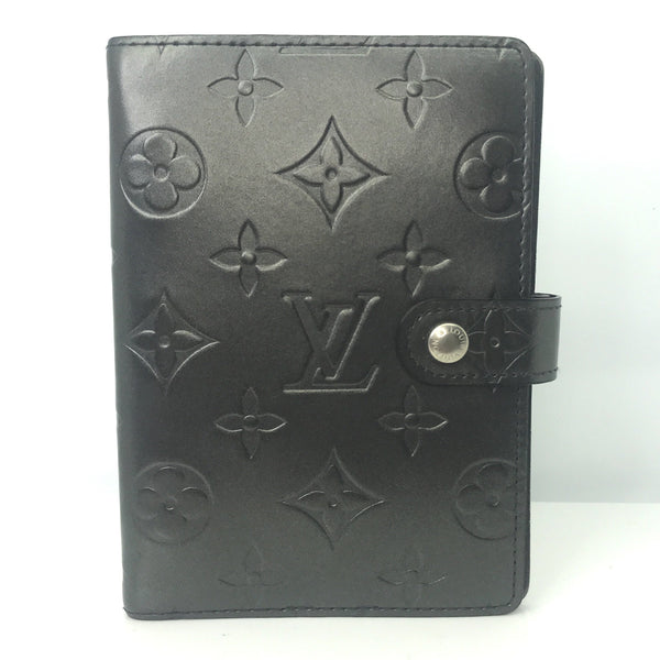 Louis Vuitton Matte Black Monogram Vernis Agenda PM-Agenda, Books, and Writing-Louis Vuitton-Black-JustGorgeousStudio.com