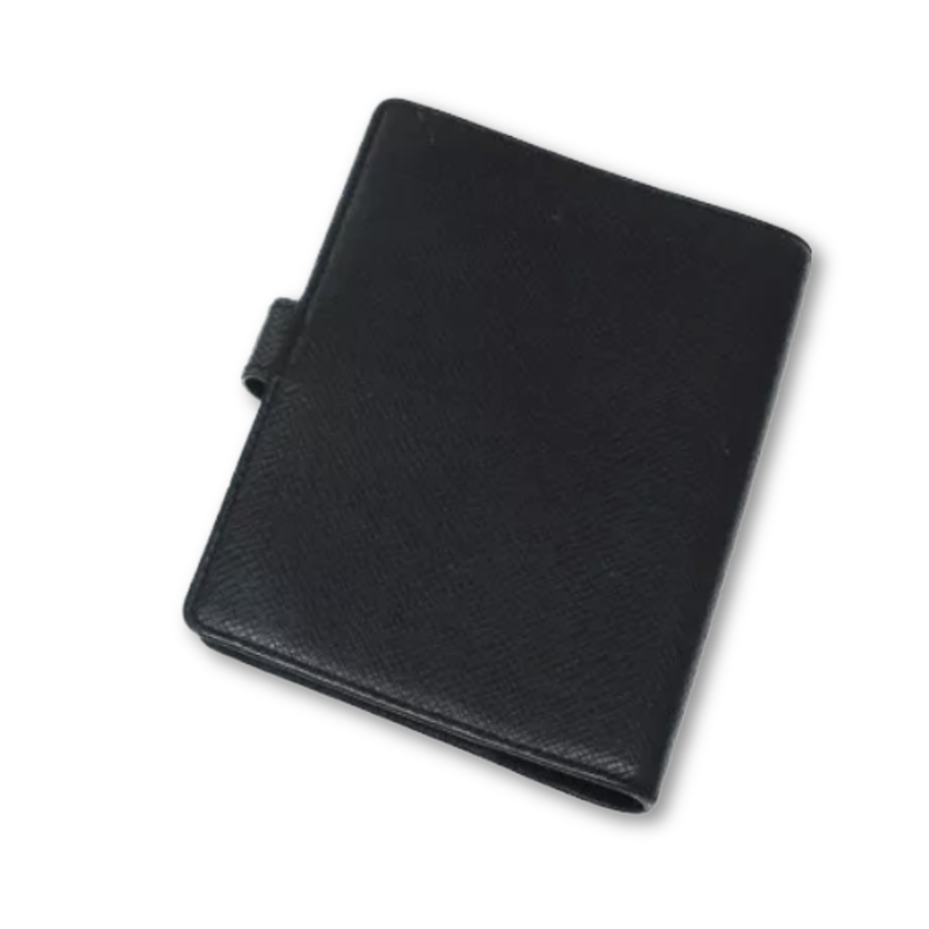 Authentic Louis Vuitton Black Taiga Leather agenda PM notebook in