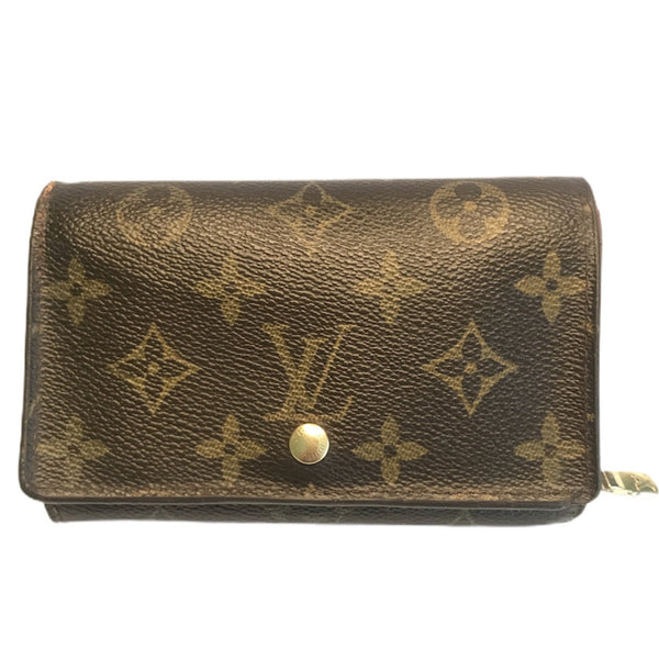 Louis Vuitton Monogram Compact Zip Bifold Wallet Coin Purse Authentic Brown