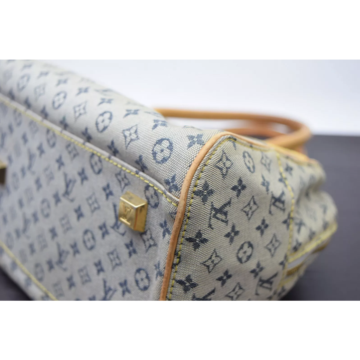 Louis Vuitton Grey x Navy Monogram Mini Lin Neverfull MM Tote Bag