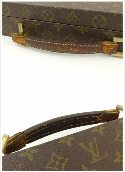 Auth Louis Vuitton Monogram PVC Leather Briefcase Vintage 6E030060