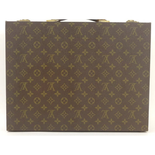 Auth Louis Vuitton Monogram PVC Leather Briefcase Vintage 6E030060