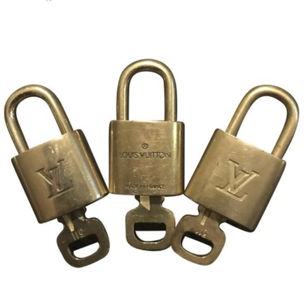Louis Vuitton Padlock & Key Set: Speedy, Alma, Neverfull, Keepall, Bandoliere, Doctor Bag-Lock & Key, Key Holders, Luggage Tags-Louis Vuitton-Brass-JustGorgeousStudio.com