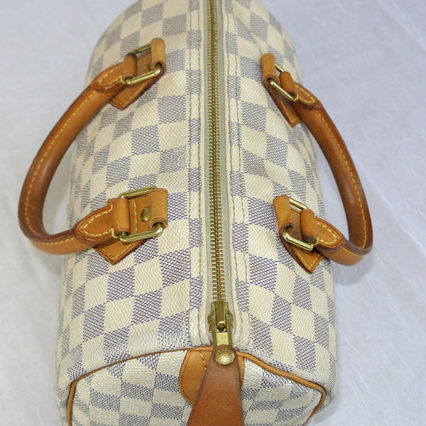 LOUIS VUITTON Speedy 25 Bandouliere Damier Azur Shoulder Bag White