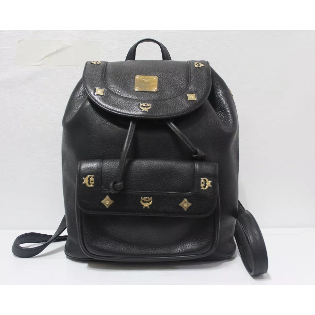 MCM Vintage Black Leather Backpack